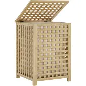 En.casa Wäschekorb Jystiand 79 L Gitteroptik Bambus Natur