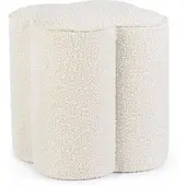 Bizzotto Pouf Cointa aus Boucle-Stoff, rundes Design, moderner Stil, cremeweiß natur, weich gepolstert