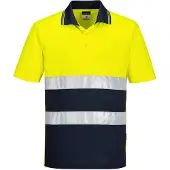 Portwest Leichtes Warnschutz Kontrast-Poloshirt kurzarm Gelb/Blaugrün XL