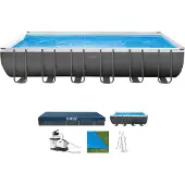 Intex , Frame Swimming Pool Set "Ultra Quadra XTR", anthrazit, 732 x 366 x 132 cm, Inkl. Sandfilteranlage