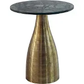 FineBuy Beistelltisch Alu Metall Couchtisch Wohnzimmertisch Dekotisch Marmor Platte Rund