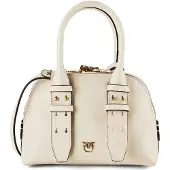 Pinko Handtasche Umhängetasche Bowling Bag Zip Mini Vitello White + White + Antique Gold creme