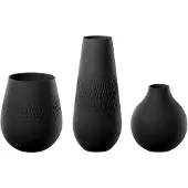Villeroy & Boch Dekovase "Vasen-Set Manufacture Collier 3er Set schwarz", schwarz, B:2cm H:2cm T:2cm, Vasen, Dekovase