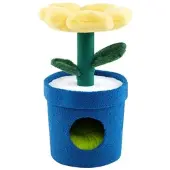Costway Kratzbaum Klein, 72cm hoch, Katzenbaum mit Katzenhöhle, Blumen-Plattform, Kratzstamm & Blättern, Katzenkratzbaum Katzen Katzenmöbel Blau+Gelb