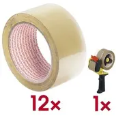 NOPI 12x Packband »Universal« inkl. 1x Handabroller »56406« transparent