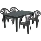 Mojawo Gartengarnitur Bistrogarnitur 5-tlg.138x80cm Farbe Anthrazit Holzoptik
