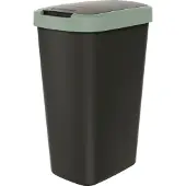 Prosperplast Abfallbehälter 45l mit Deckel KEDEN COMPACTA Q schwarz mit hellgrünem Rand