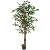 Lex Kunstpflanze Ficus Dekobaum Holz Zimmerpflanze Kunstbaum 1008 Blätter 160cm