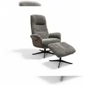 KAWOLA Relaxsessel SILVA Drehsessel Schaffell hellgrau mit Hocker