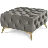 S-Style Möbel HOCKER Chesterfield Whitby Grau Samt mit goldenen Füßen