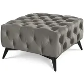 S-Style Möbel HOCKER Chesterfield Whitby Grau Samt mit schwarzen Füßen