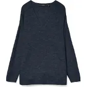 Vero Moda VMCREWLEFILE LS V-NECK BLOUSE NOOS Navy Blazer/MELANGE XL
