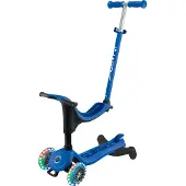 Globber Go-Up Sporty Lights 360 3in1 Aufsitzrad Laufrad Scooter 120/80mm 3-Rädrig Verstellbar LED-Rollen Blau