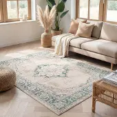 FRAAI Teppich Vintage - Spring Medaillon Creme Grün 140x200 cm