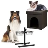 Relaxdays 2-tlg. Hunde Set Braun,Schwarz,Silber