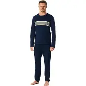 Schiesser Schlafanzug "Casual Nightwear" 2 mit langen Ärmeln und Rundhalsausschnitt