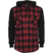 Urban Classics Langarm-Poloshirt "Herren Hooded Checked Flanell Sweat Sleeve Shirt" 1 Stk.