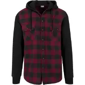 Urban Classics Langarm-Poloshirt "Herren Hooded Checked Flanell Sweat Sleeve Shirt" 1 Stk.