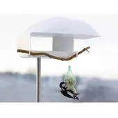 Opossum Design Vogelfutterhaus Aluminium weiß pulverbeschichtet, Designer Richard Sinnig, 36x162x24 cm