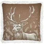 Lazis Wendekissenhuelle Fellrand Heino Adalbert-Amlach 60×60cm Hirschdesign/Tannenzwei...