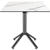 Restootab - Klappbarer Outdoor Tisch Nemo anthrazit 70x70cm Dekor weißer Marmor