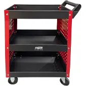 AWTOOLS Werkstattwagen de aus Metall, 3-etagiges Modell mit Perforation, ideal für die Organisation von Werkzeugen, robustes Design, kompakt, hohe Ladekapazität und Mobilität.