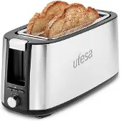 Ufesa Duo Plus, 2 Scheibe(n), Silber, Edelstahl, Tasten, Niveau, Drehregler, 1400 W, 382 mm