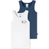 Schiesser Unterhemd Fine Rib Multi in dark blue-white | Gr.: 140
