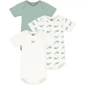 Petit Bateau 3er-Pack Bodys kurzarm Wale, natur | gruen, 86
