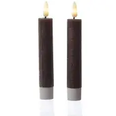 MARELIDA LED Stabkerzen Tafelkerzen Dinner Spitzkerzen rustikal 14cm braun 2St