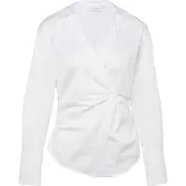 Comma Feminine Baumwoll-Satin-Stretch-Bluse mit Druckknopfverschluss