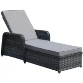 Jet-Line Gartenliege "Grenada" mit Alurahmen und auswändiger Rattan-Wicklung in grau