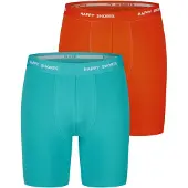 Happy Shorts Herren Retro Boxer Neon Long 2-Pack Retroshorts, Vintage Boxer,