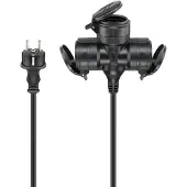 Goobay Dreifach-Verlängerungskabel Outdoor, 5 m, schwarz