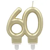 Papstar Jubiläumskerzen mit Halter 7 cm gold "60" 12 Stück