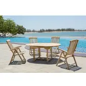 Möbilia Sitzgruppe 4 x Armlehnstühle + 1 x Tisch Teak natur