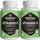 Vitamaze Vitamin K1+K2 Komplex hochdosiert vegan Kapseln 2x 2x120 St