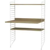 String Kleiner Schreibtisch mit Ablage Weiß Eiche
