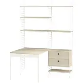 String Schreibtisch klappbar mit Regal Weiß Esche
