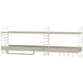 String Lange Wandgarderobe mit Kleiderstange Beige
