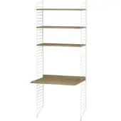 String Hohes Standregal mit Schreibtisch Weiß Eiche