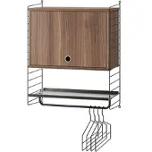 String Hängeschrank mit Garderobenstange Schwarz Walnuss