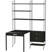 String Schreibtisch klappbar mit Regal Schwarz Esche gebeizt