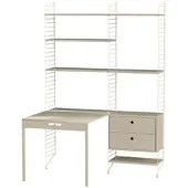 String Schreibtisch klappbar mit Regal Beige Beige