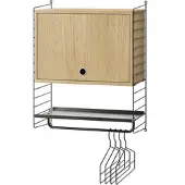 String Hängeschrank mit Garderobenstange Schwarz Eiche