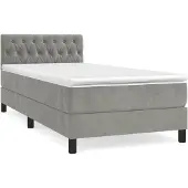 Syfax Boxspringbett mit Matratze Hellgrau 100x200 cm Samt