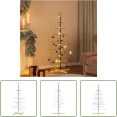 The Living Store Weihnachtsbaum Metall mit Holzständer Schwarz 150 cm