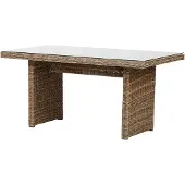 Ebuy24 Gram Gartentisch 142 x 76 cm, mit Glasplatte, natur.