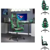 vidaXL Gaming-Stuhl mit Fußstütze Schwarz und Grün Kunstleder - Gaming-Sessel