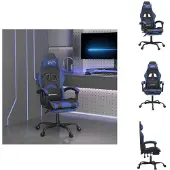 vidaXL Gaming-Stuhl mit Fußstütze Schwarz und Blau Kunstleder - Gaming-Sessel
